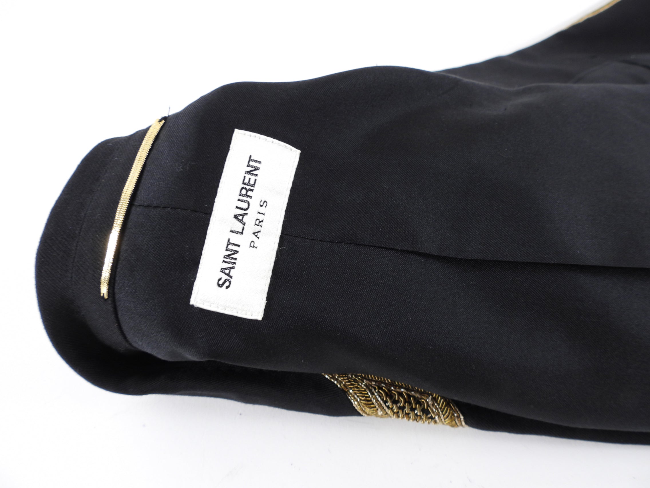 Saint Laurent Black Blazer with Gold Metallic Embroidery - 6