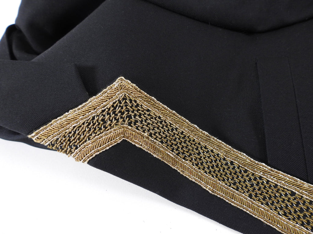 Saint Laurent Black Blazer with Gold Metallic Embroidery - 6