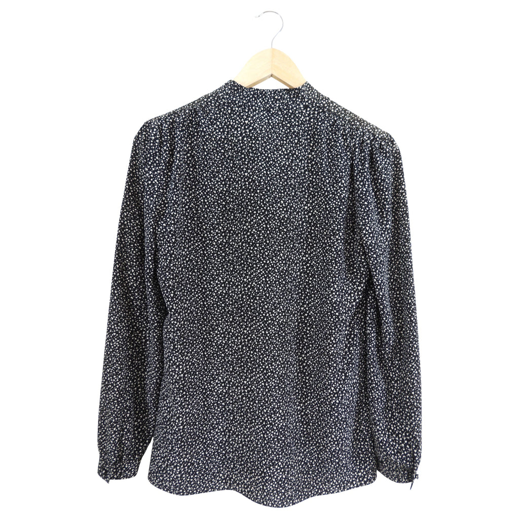 Saint Laurent Black Ivory Mini Hearts Silk Blouse - FR34 / 2