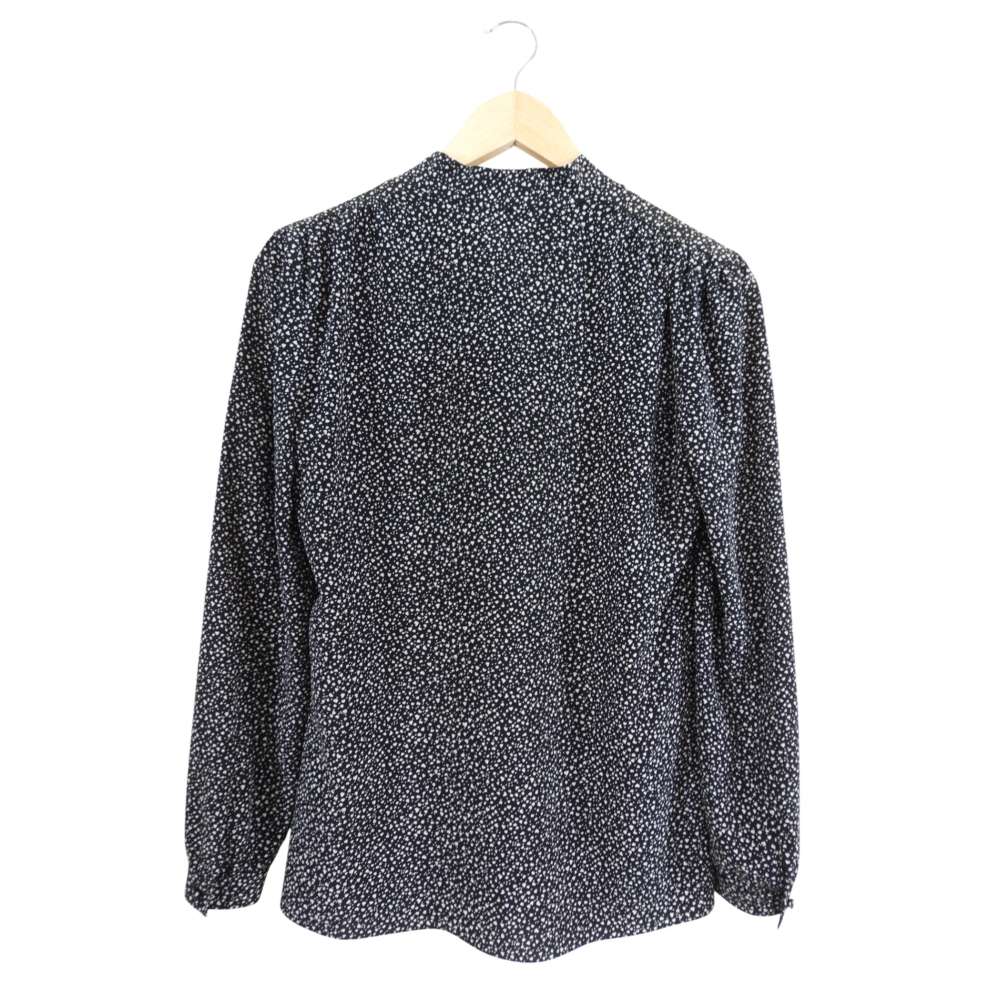Saint Laurent Black Ivory Mini Hearts Silk Blouse - FR34 / 2