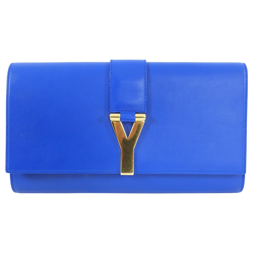 YSL Saint Laurent Electric Blue Classic Y Ligne Clutch Bag