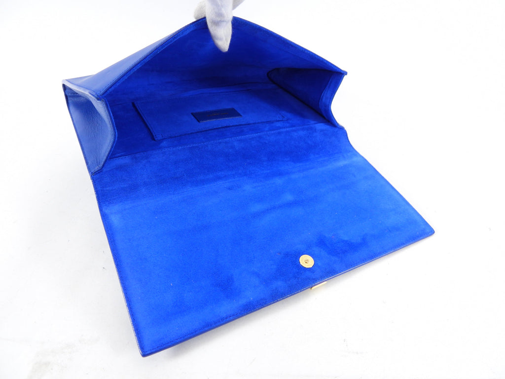 YSL Saint Laurent Electric Blue Classic Y Ligne Clutch Bag