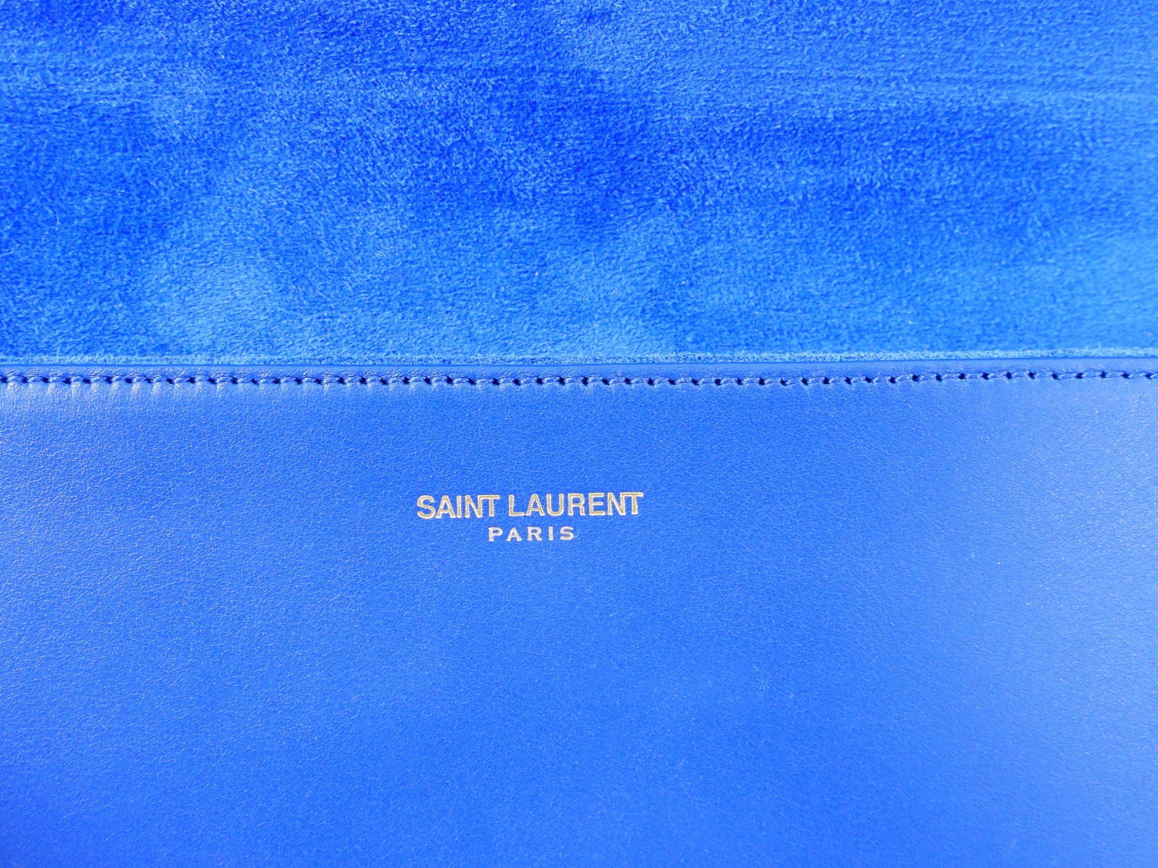 YSL Saint Laurent Electric Blue Classic Y Ligne Clutch Bag