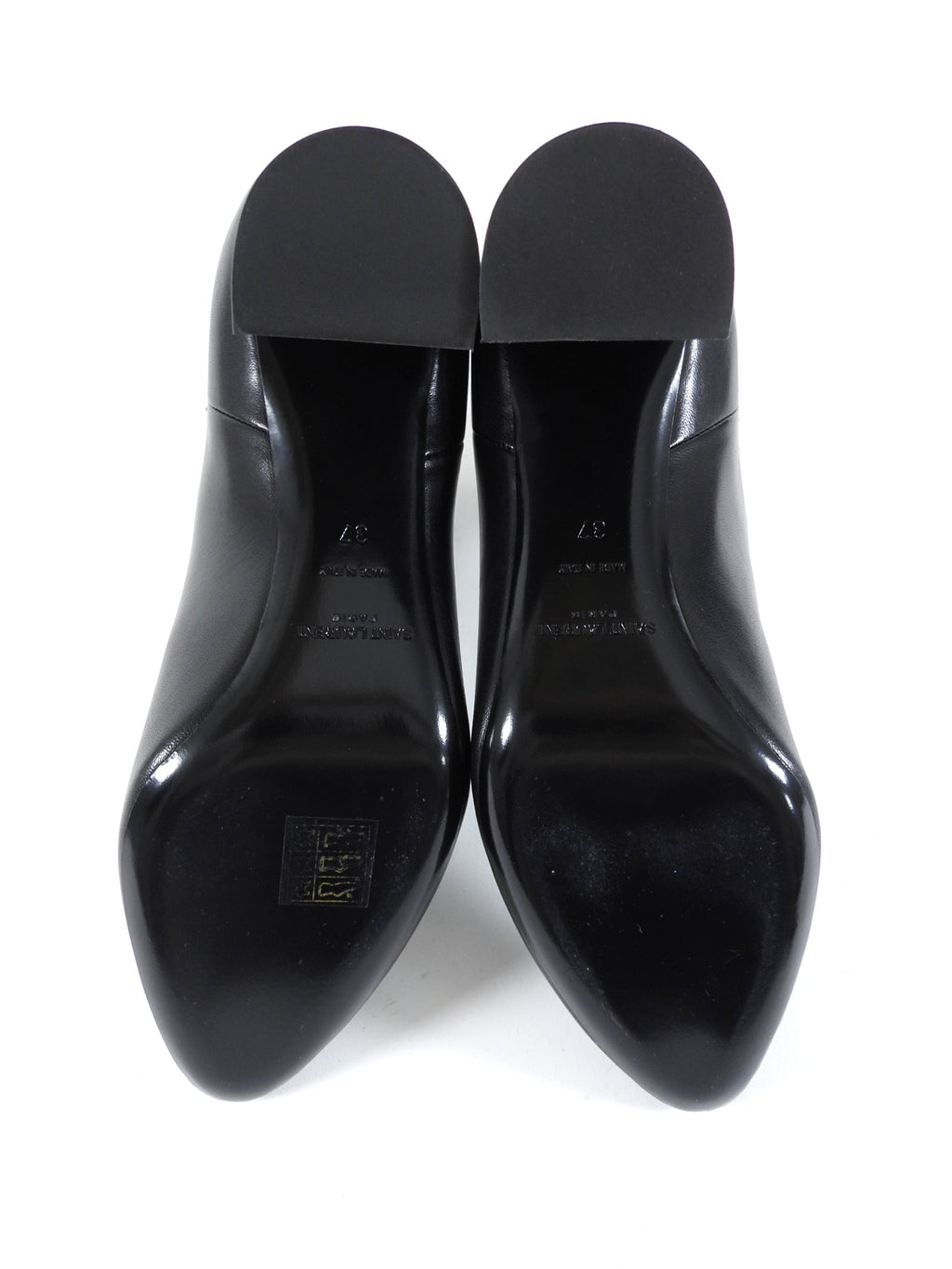 Saint Laurent Black Smooth Leather Lou 75 Block Heel Ankle Boots - 6