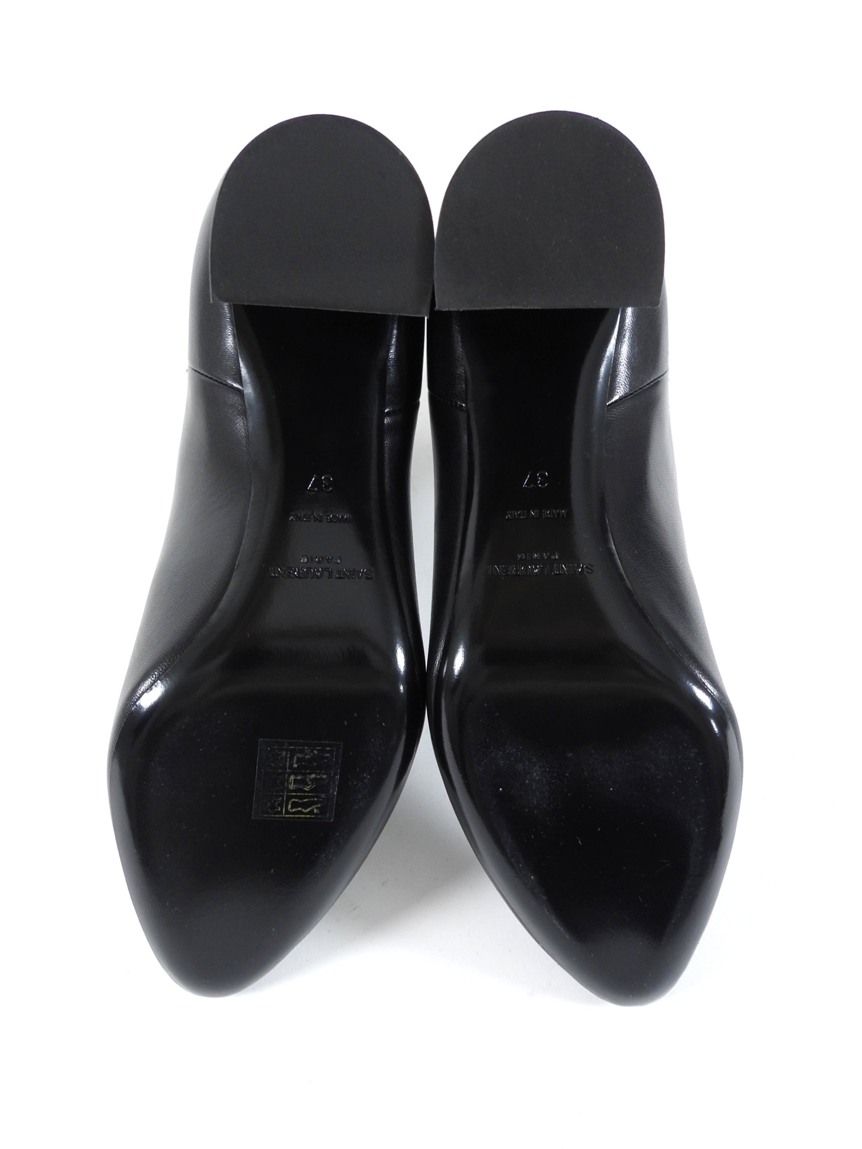 Saint Laurent Black Smooth Leather Lou 75 Block Heel Ankle Boots - 6