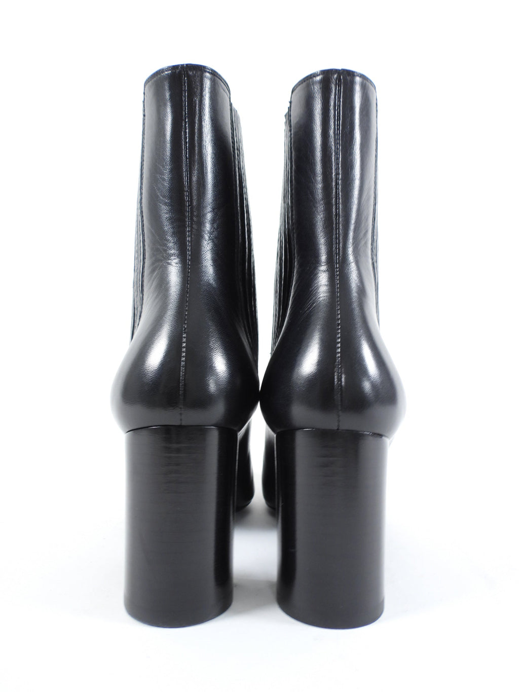 Saint Laurent Black Smooth Leather Lou 75 Block Heel Ankle Boots - 6