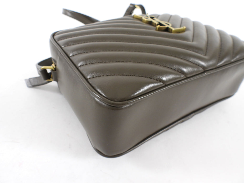 Saint Laurent Dark Olive Green Medium Lou Monogram Quilted Camera Bag