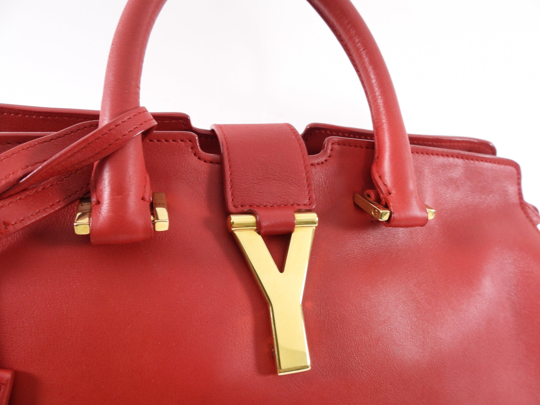 Saint Laurent Red Leather Cabas Chyc Bag
