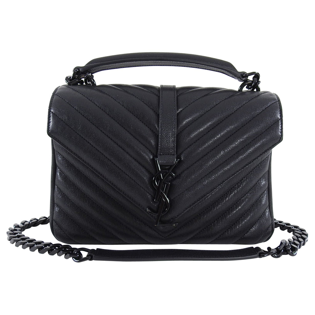 Saint Laurent College Medium Logo Chain Bag All Black