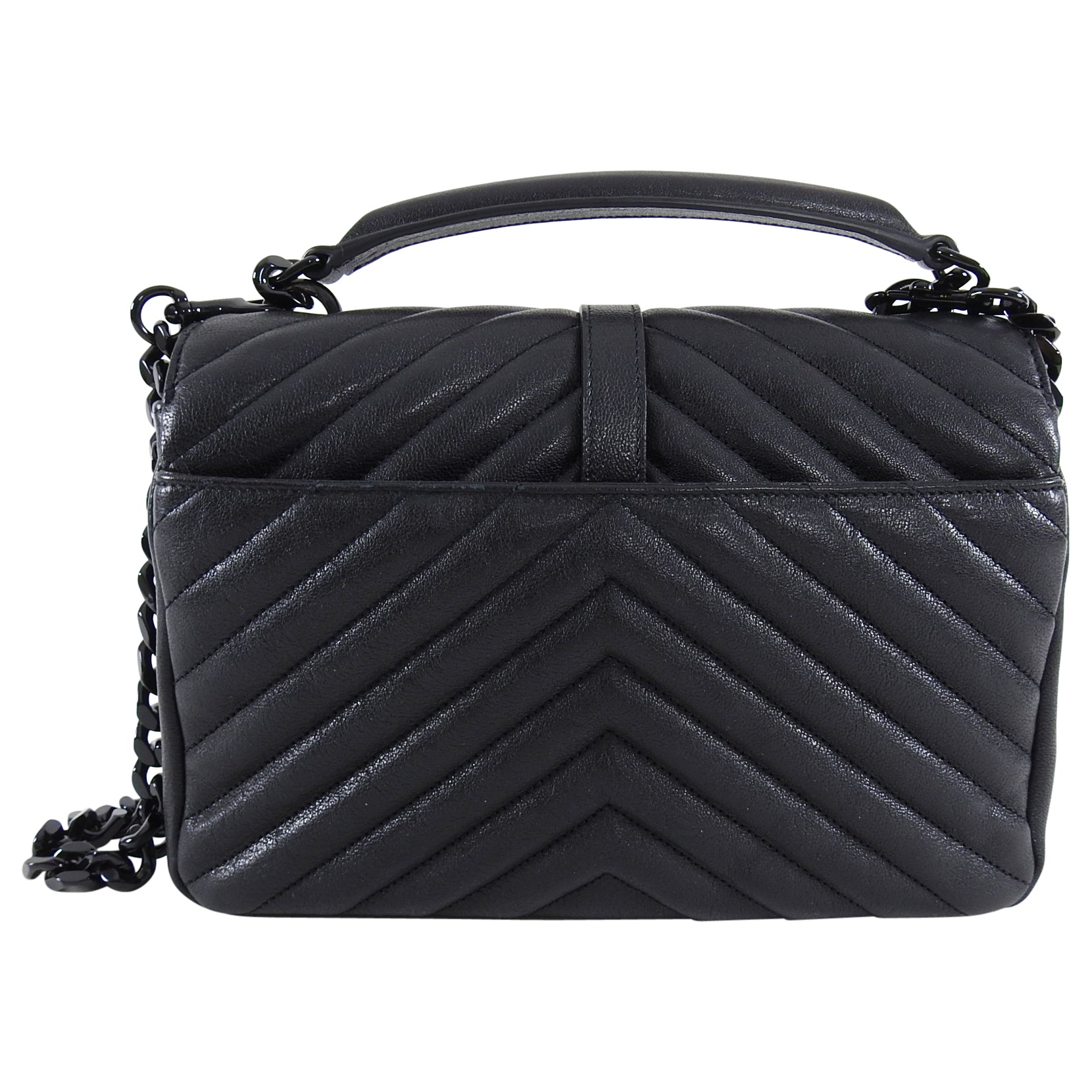 Saint Laurent College Medium Logo Chain Bag All Black