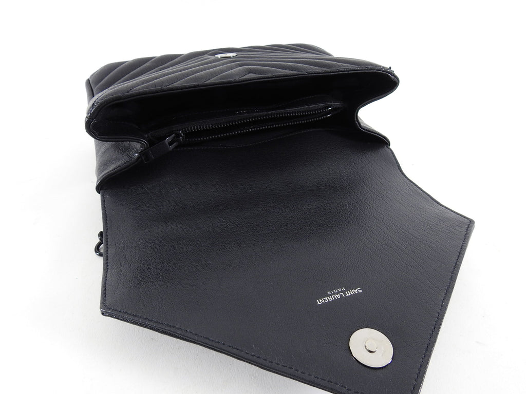 Saint Laurent College Medium Logo Chain Bag All Black