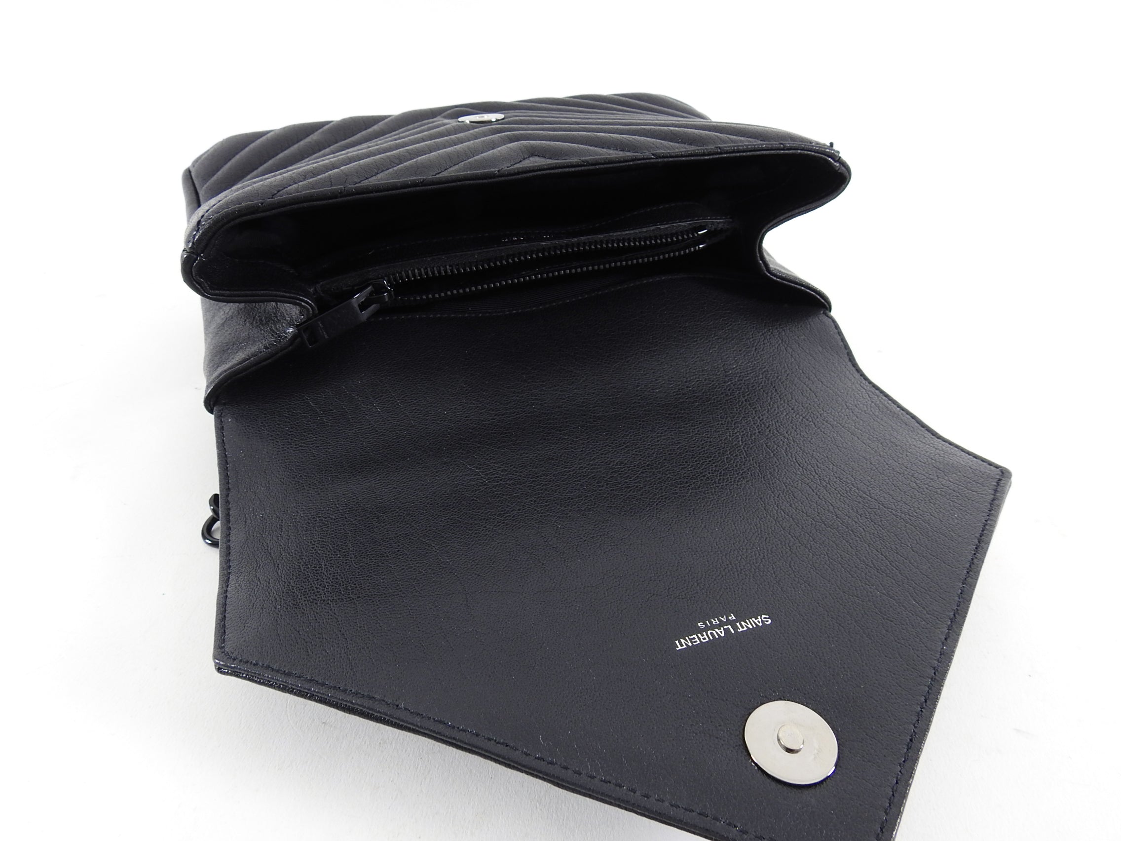 Saint Laurent College Medium Logo Chain Bag All Black