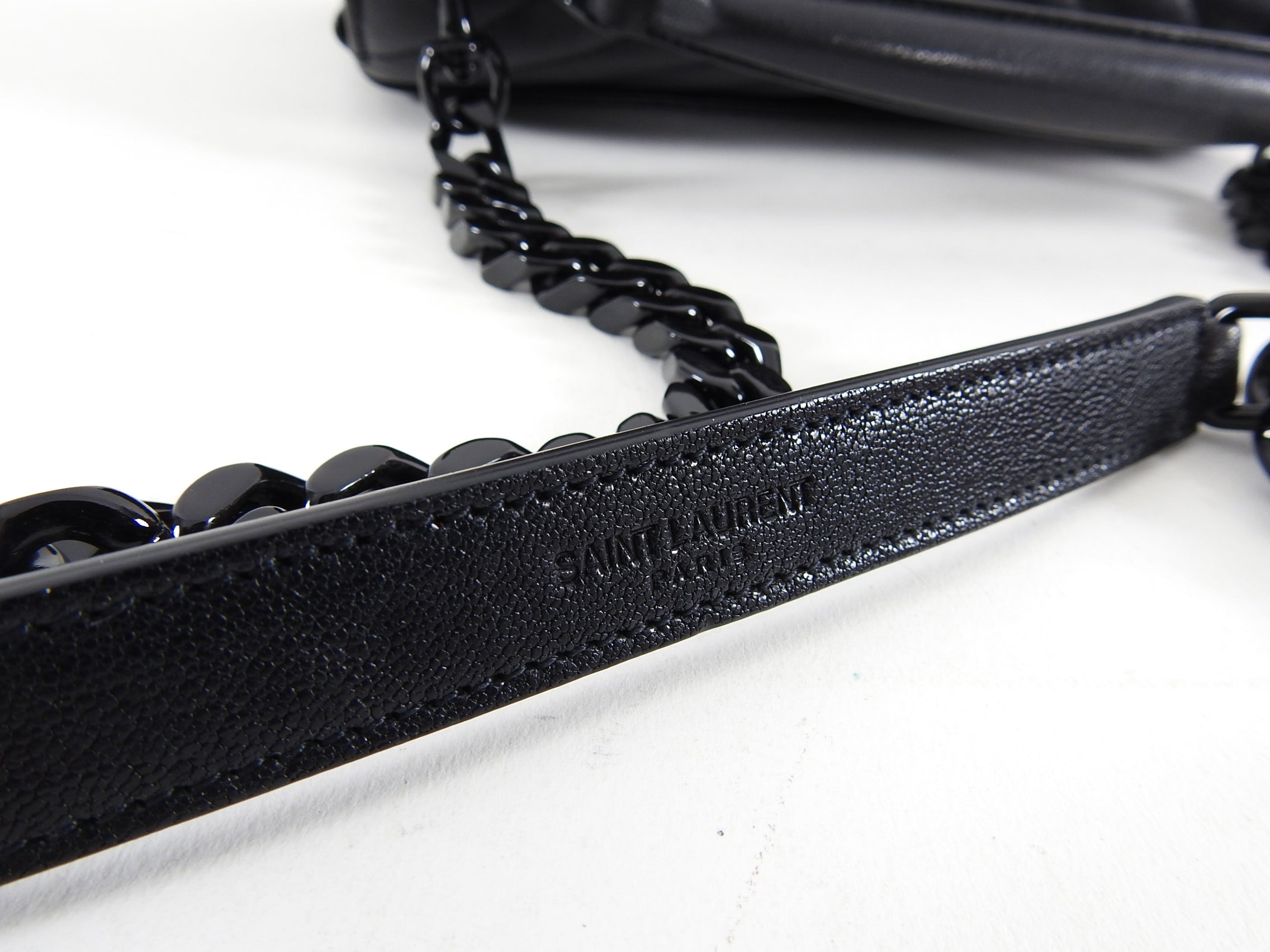 Saint Laurent College Medium Logo Chain Bag All Black
