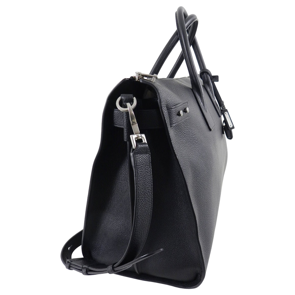 Saint Laurent Black Leather Sac de Jour 48H Large Duffle Bag