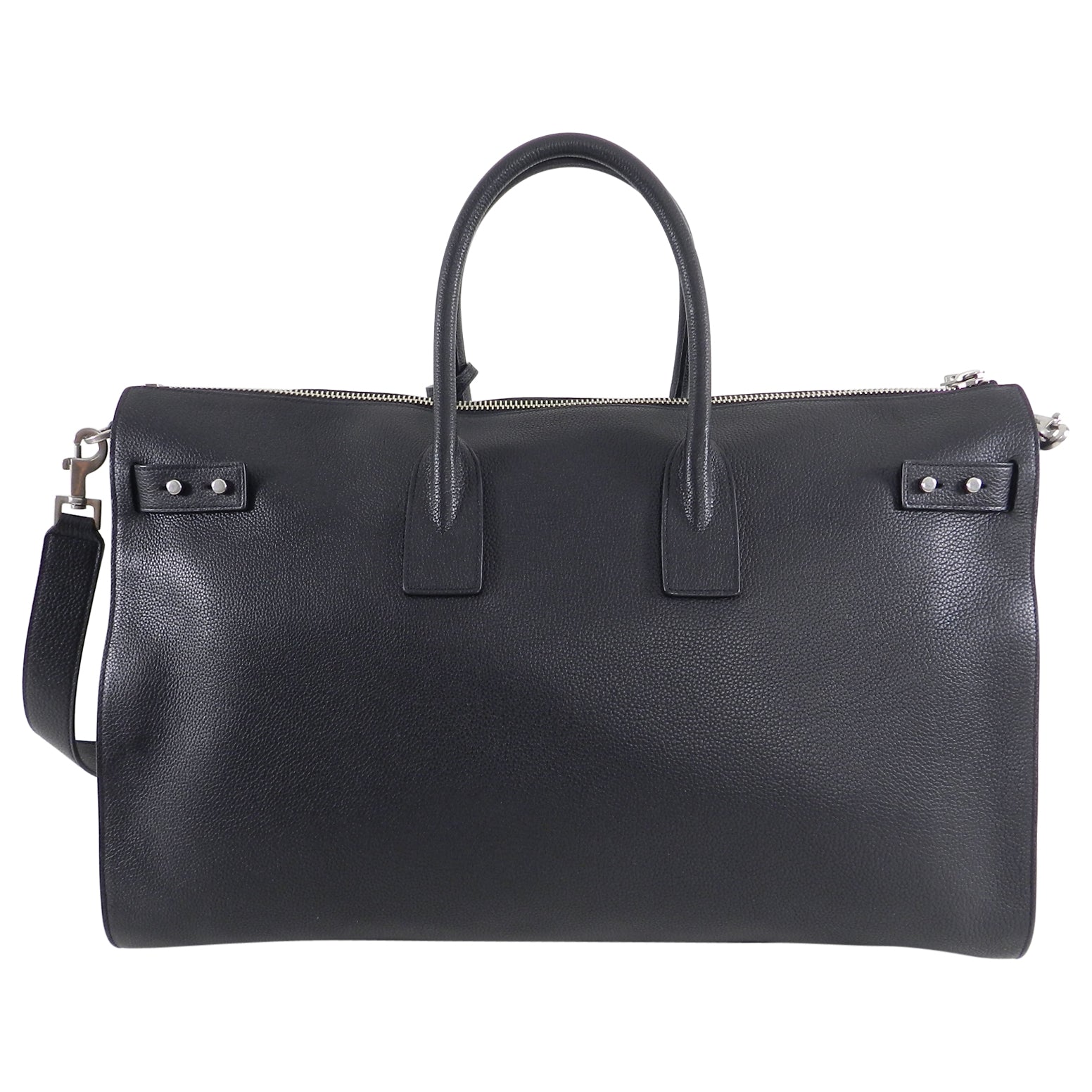 Saint Laurent Black Leather Sac de Jour 48H Large Duffle Bag