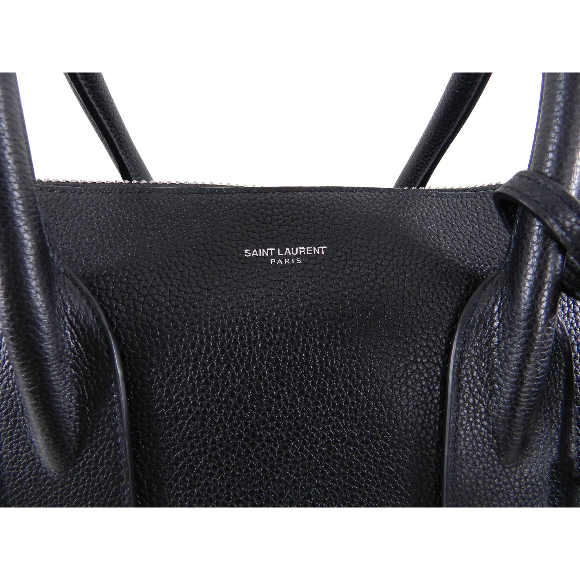 Saint Laurent Black Leather Sac de Jour 48H Large Duffle Bag