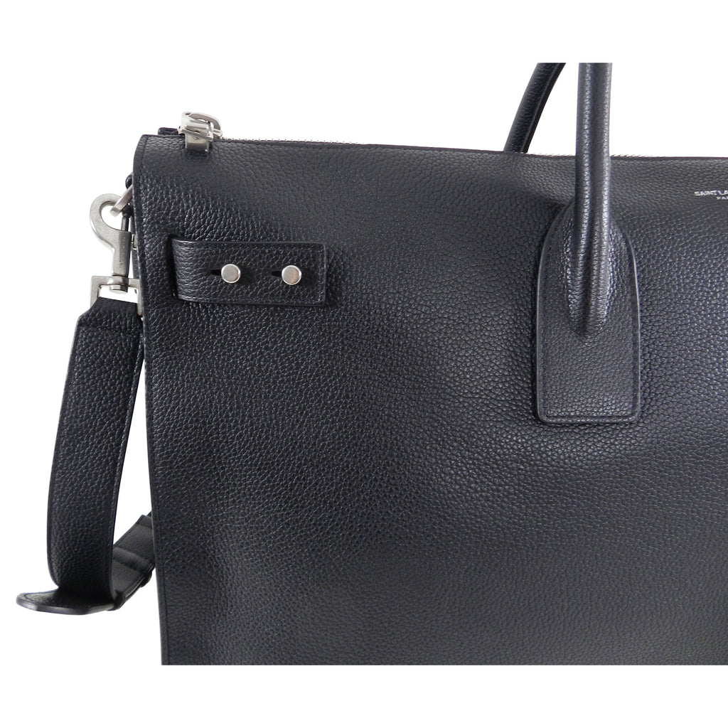 Saint Laurent Black Leather Sac de Jour 48H Large Duffle Bag