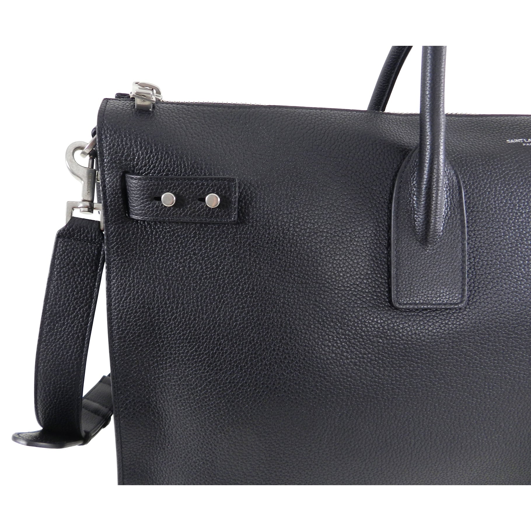 Saint Laurent Black Leather Sac de Jour 48H Large Duffle Bag