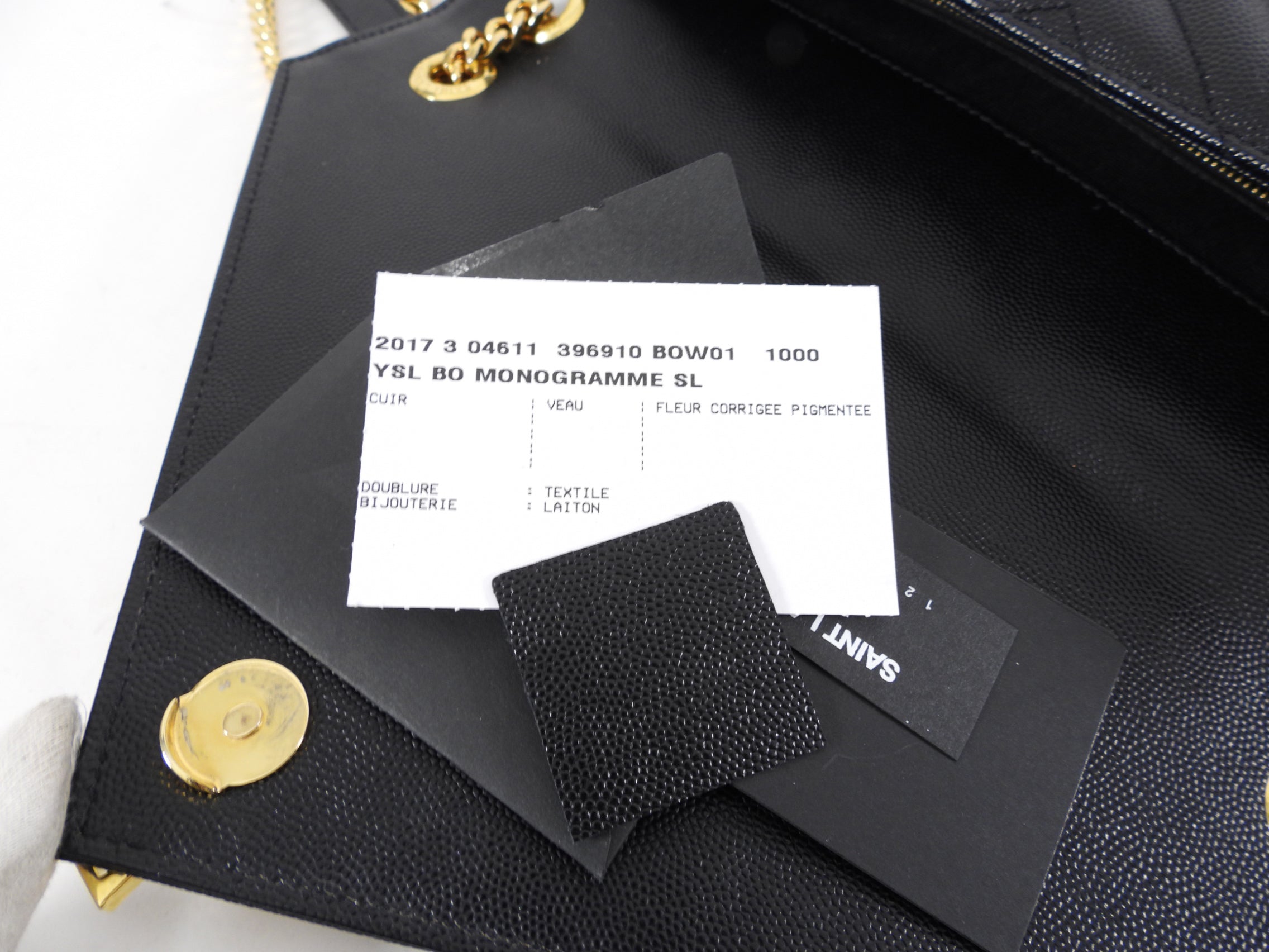 Saint Laurent Large Black Chevron Envelope Flap Bag
