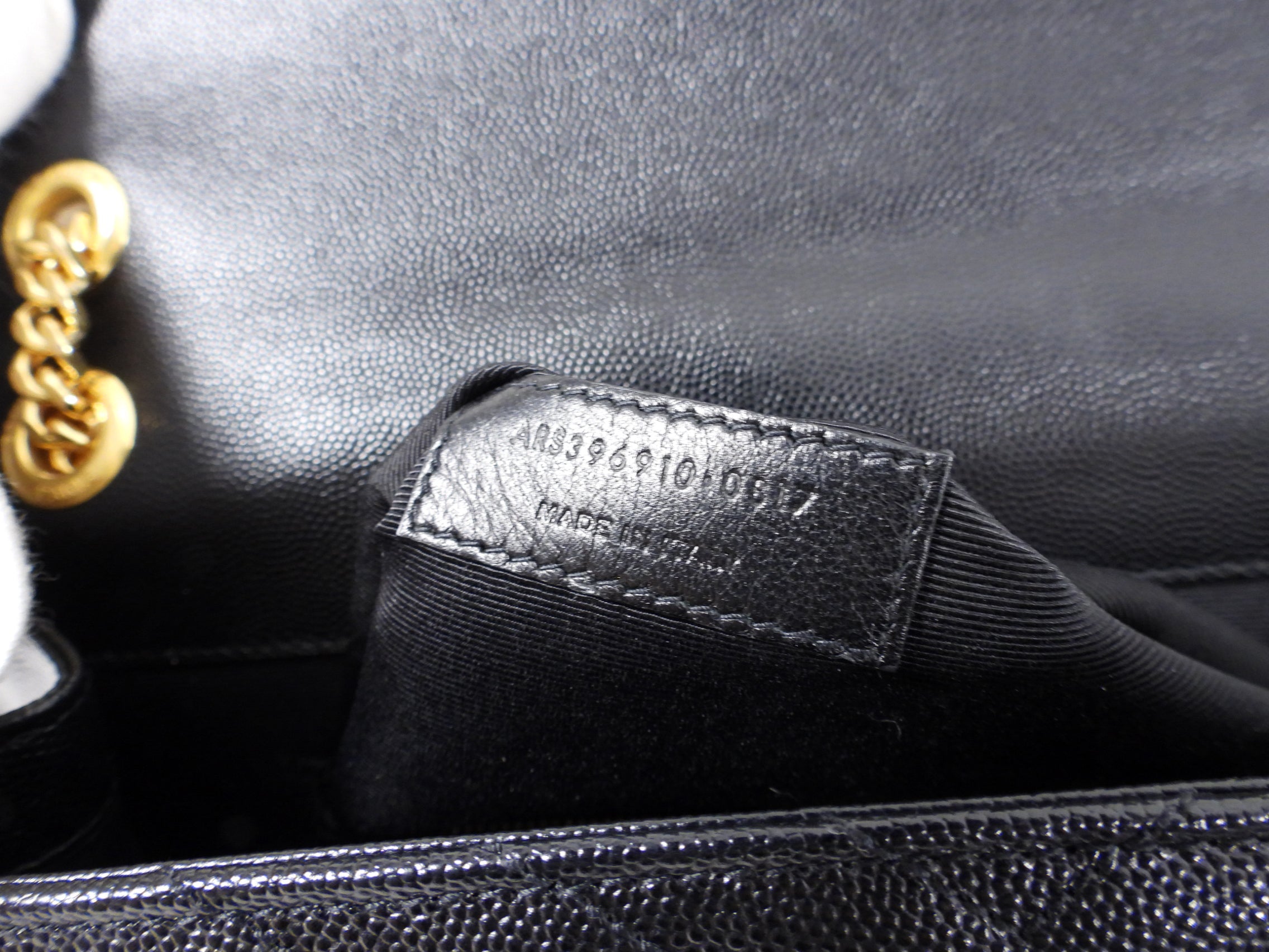 Saint Laurent Large Black Chevron Envelope Flap Bag