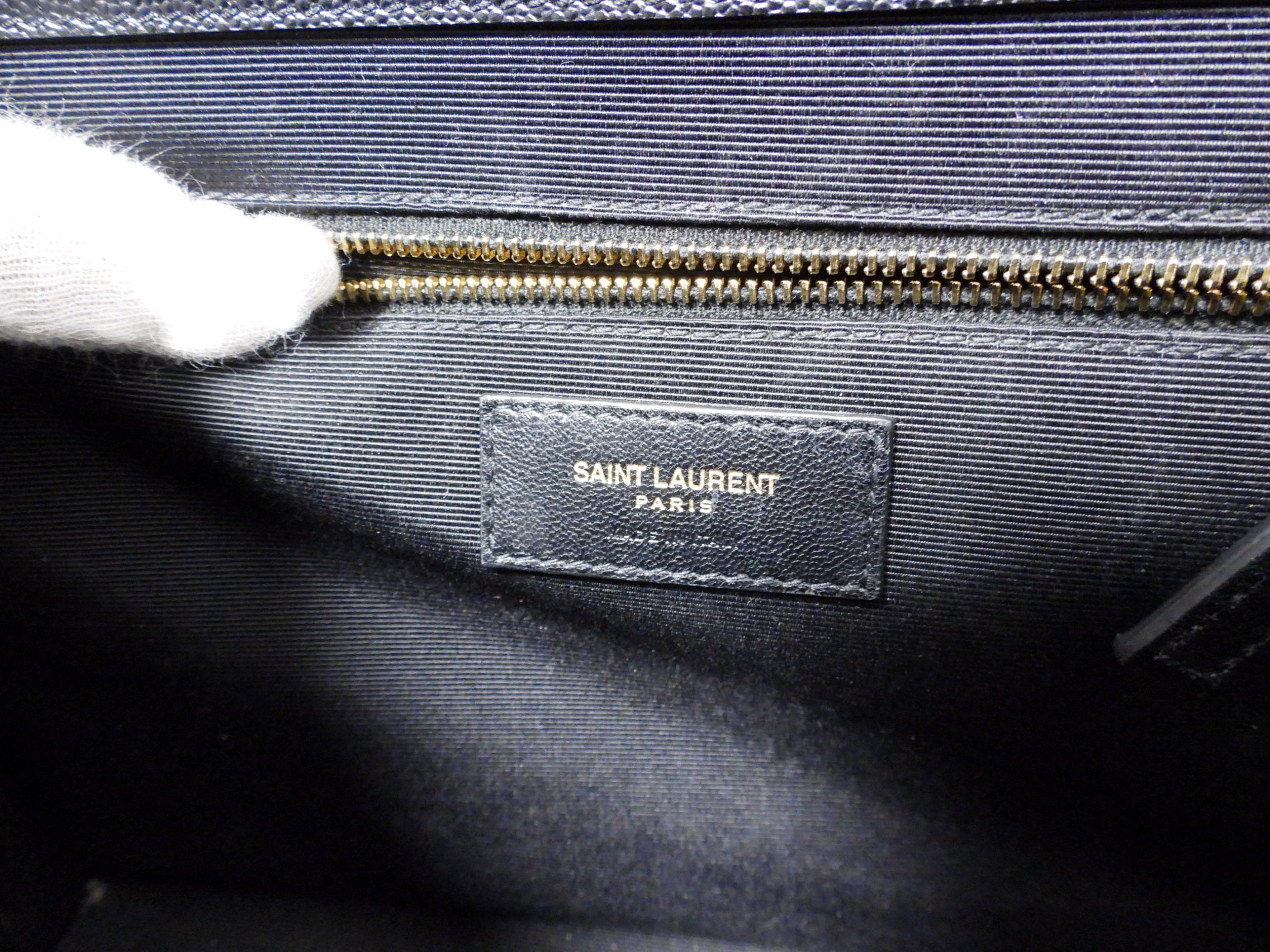 Saint Laurent Large Black Chevron Envelope Flap Bag