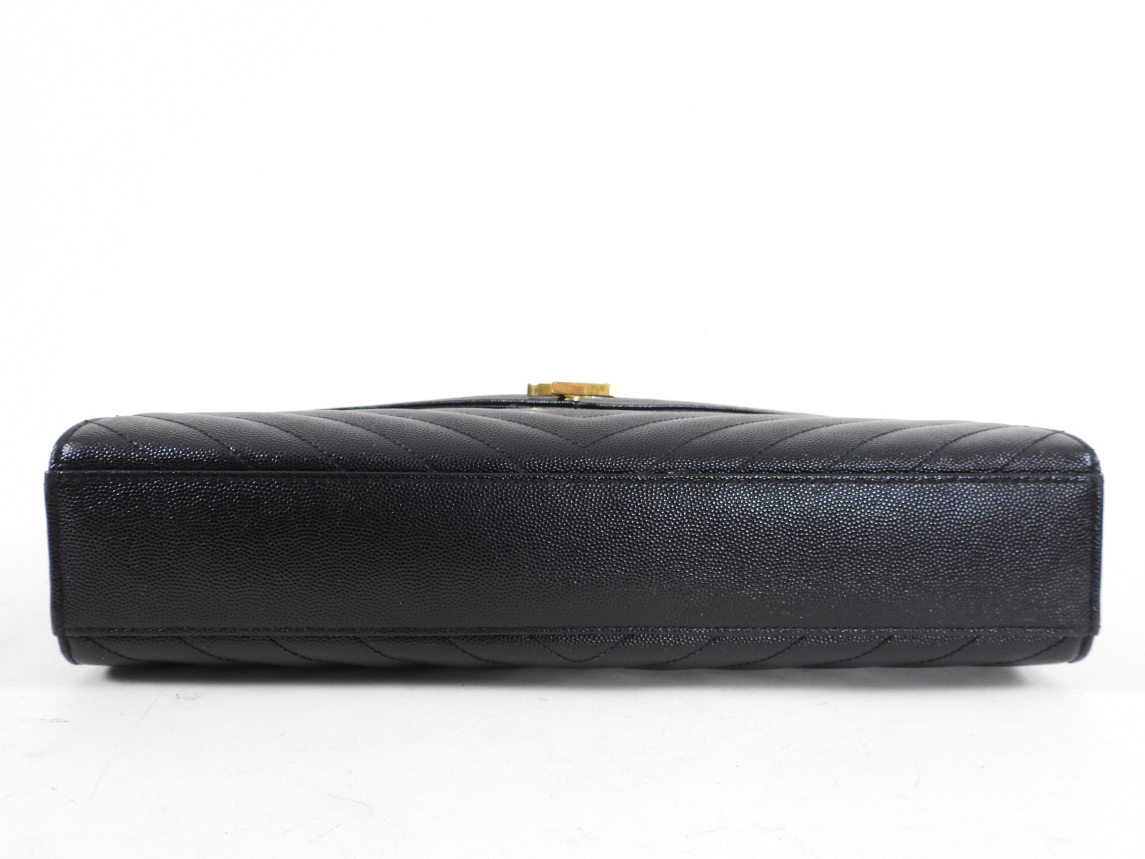 Saint Laurent Large Black Chevron Envelope Flap Bag