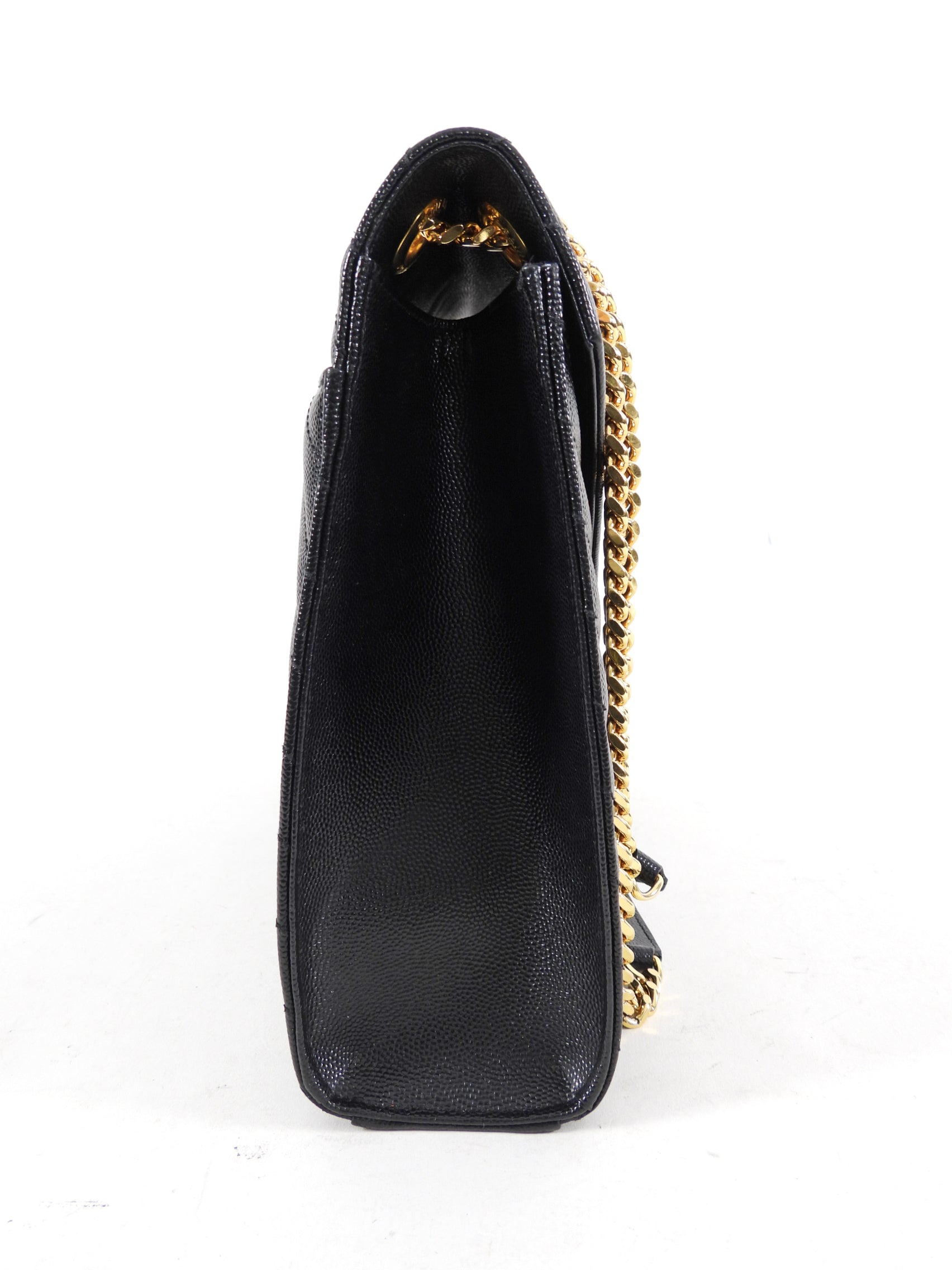 Saint Laurent Large Black Chevron Envelope Flap Bag