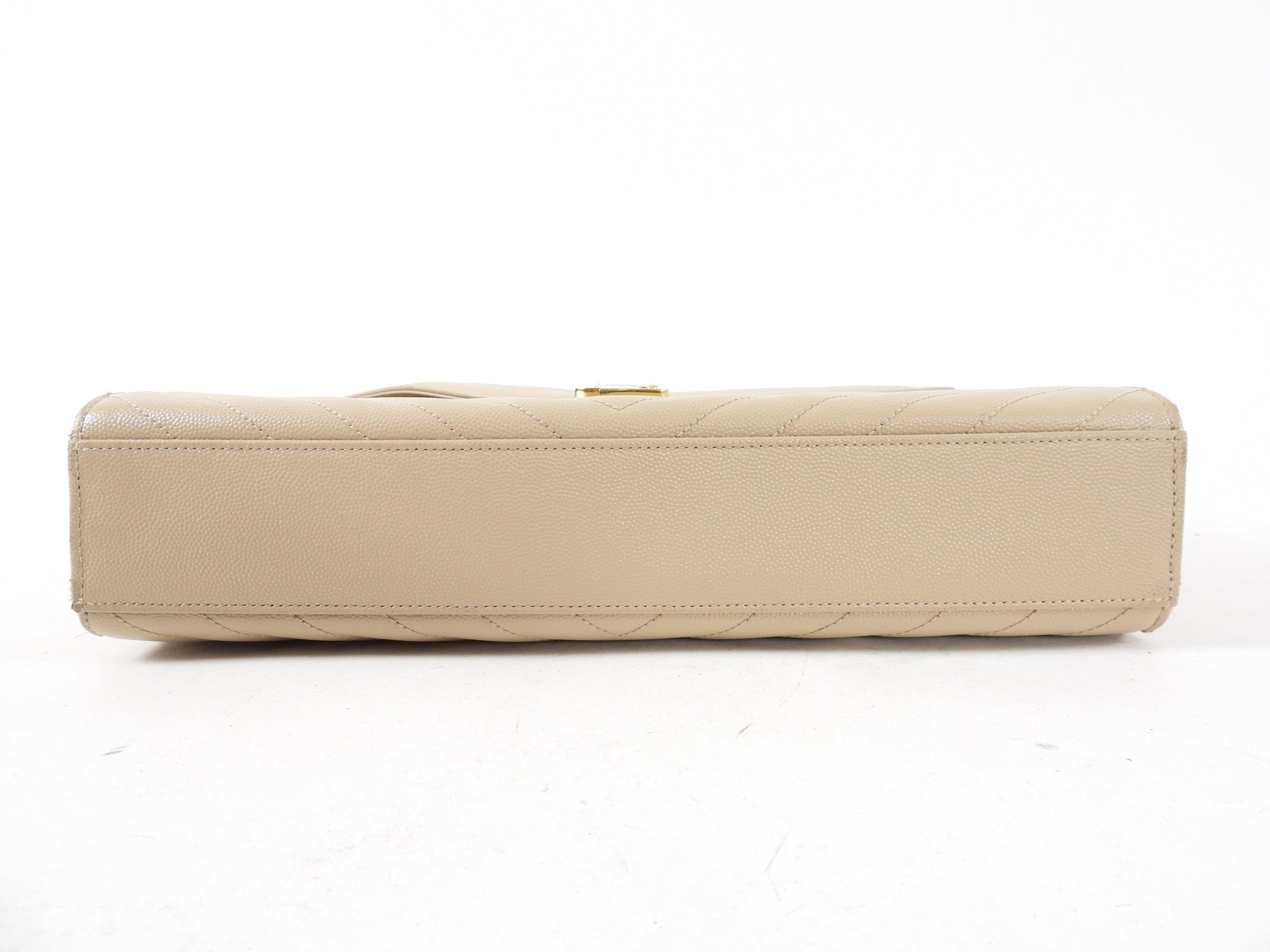 Saint Laurent Large Beige Chevron Envelope Flap Bag