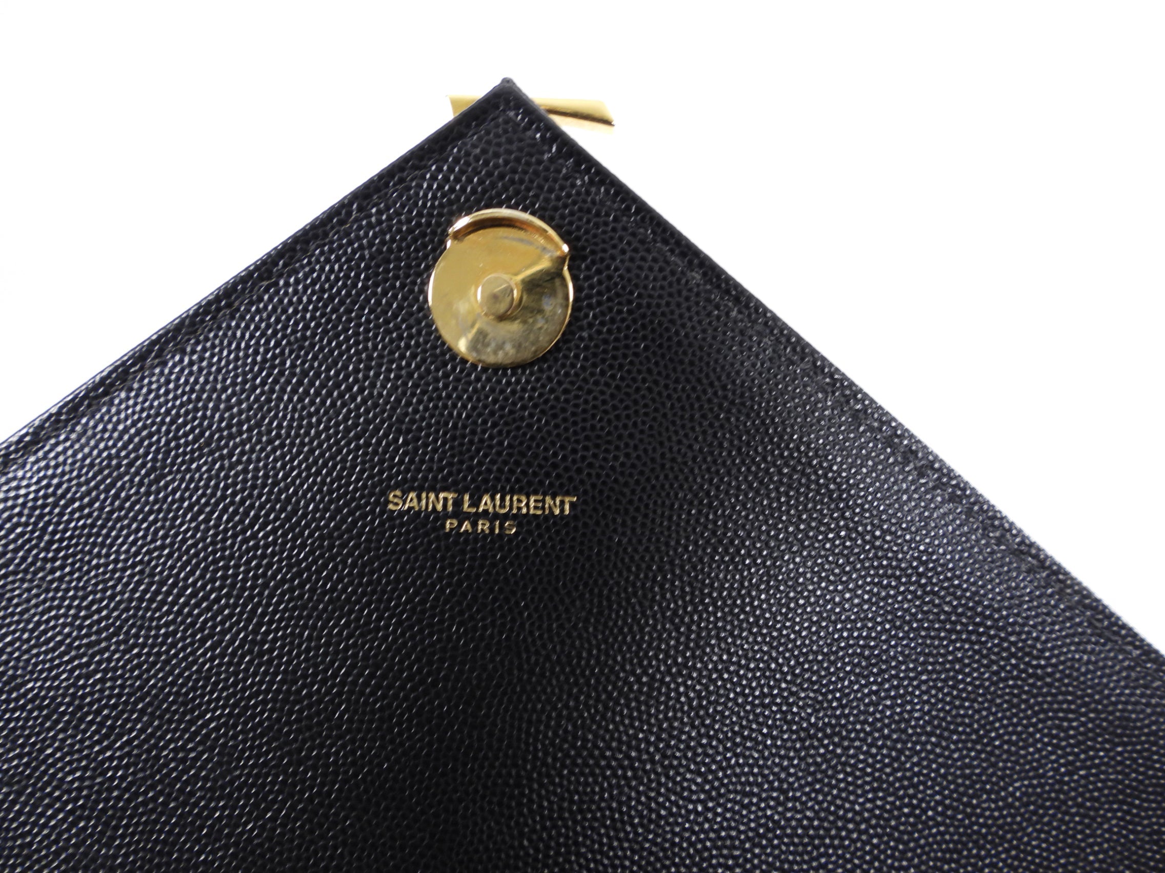 Saint Laurent Large Black Chevron Envelope Flap Bag