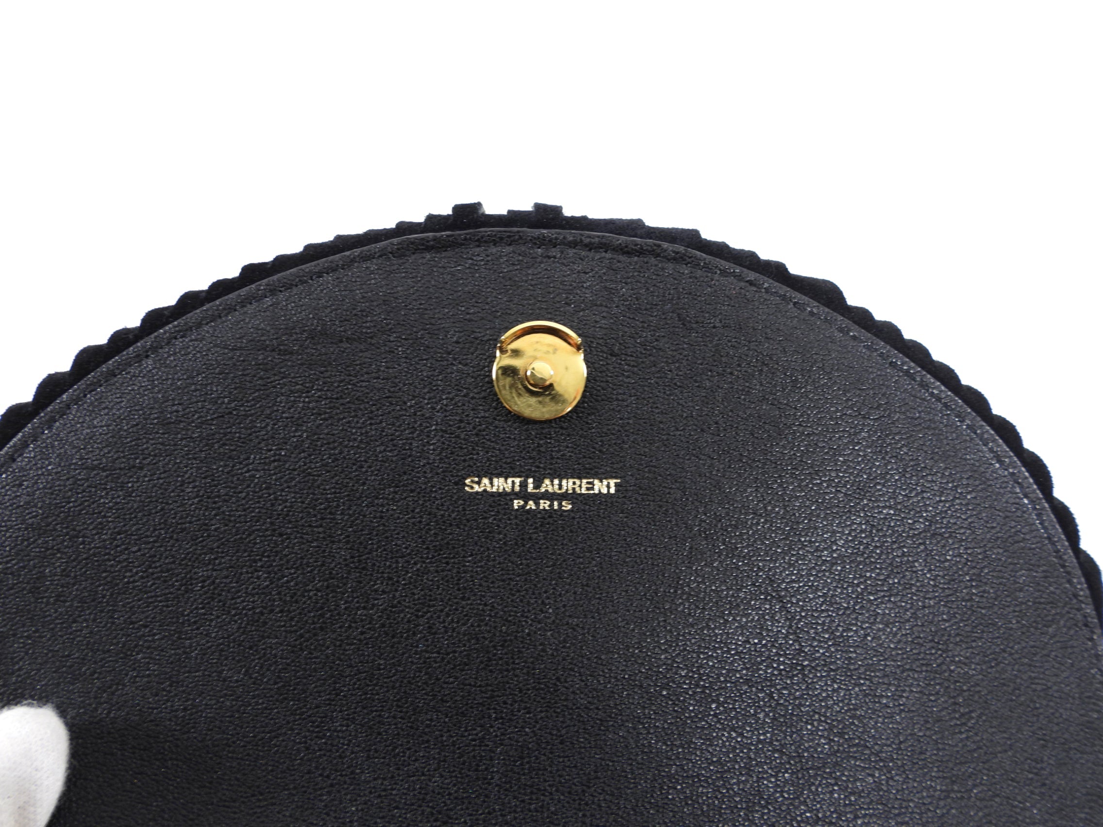 Saint Laurent Black Chevron Quilt Fringe Chain Shoulder Bag
