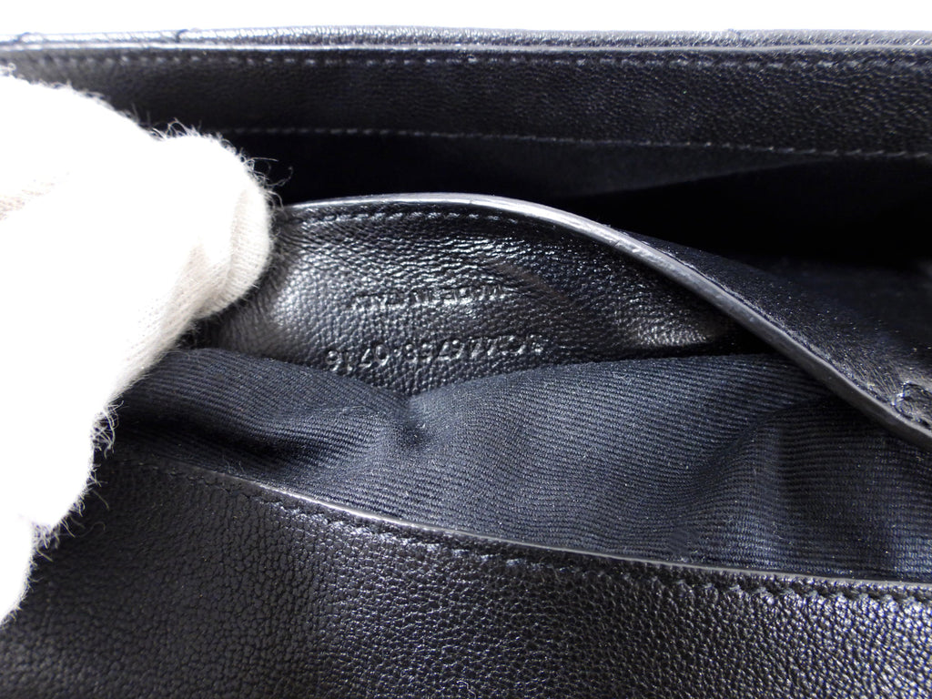 Saint Laurent Black Chevron Quilt Fringe Chain Shoulder Bag