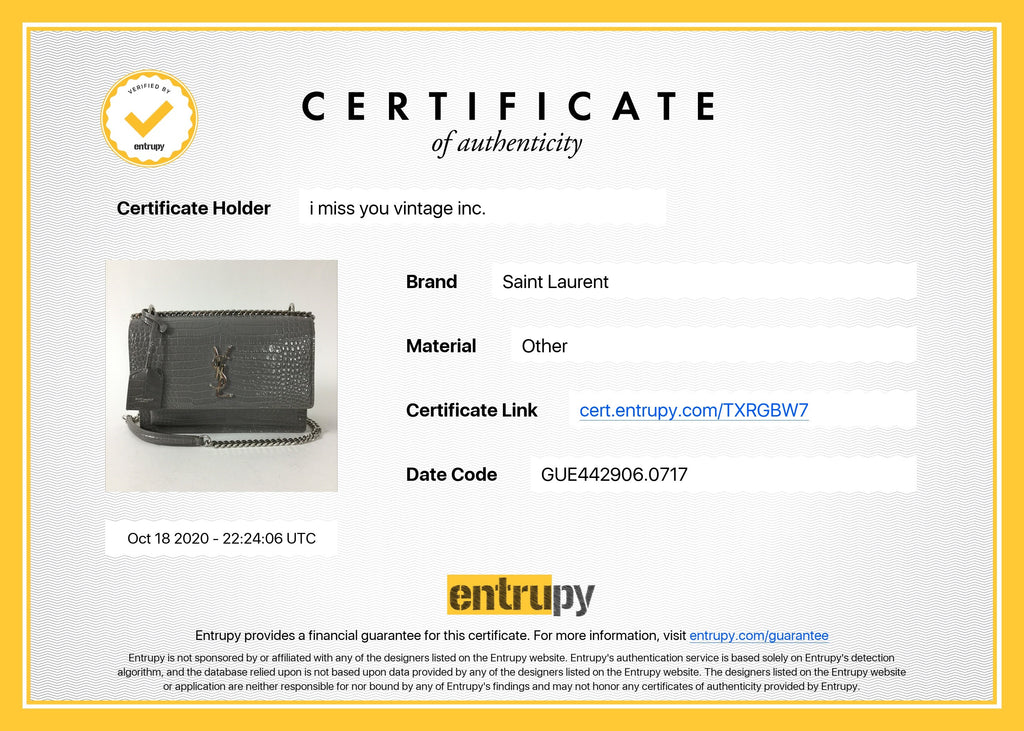 Saint Laurent Grey Croc Embossed Medium Sunset Bag