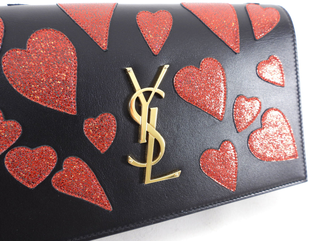 Saint Laurent Red Heart Patch Kate Clutch Bag