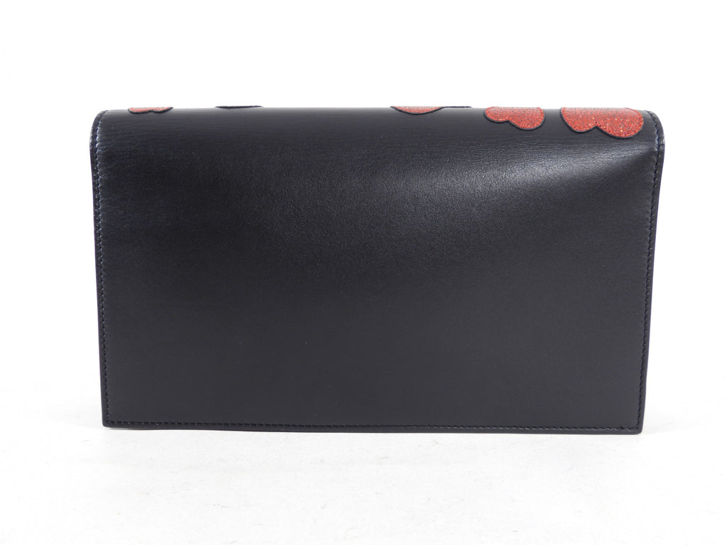 Saint Laurent Red Heart Patch Kate Clutch Bag