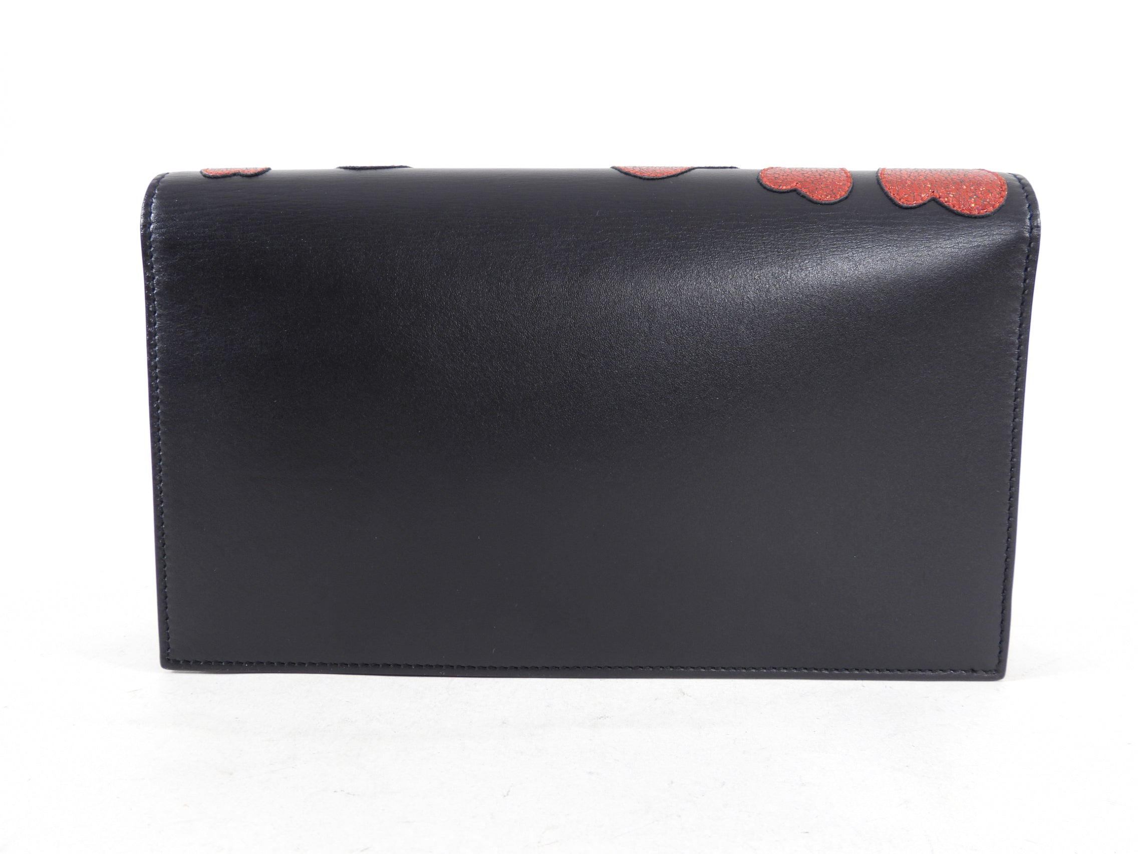 Saint Laurent Red Heart Patch Kate Clutch Bag