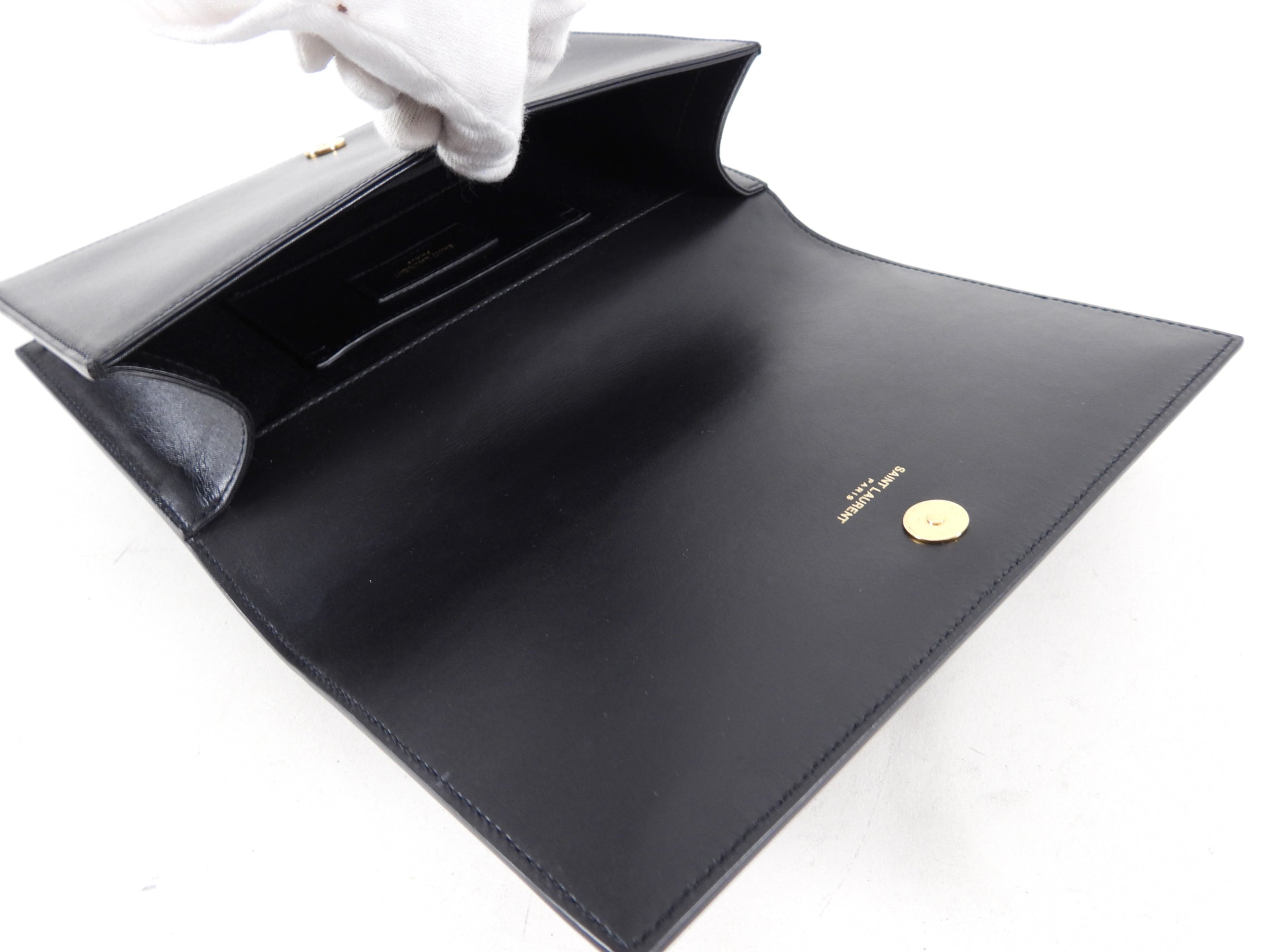 Saint Laurent Red Heart Patch Kate Clutch Bag