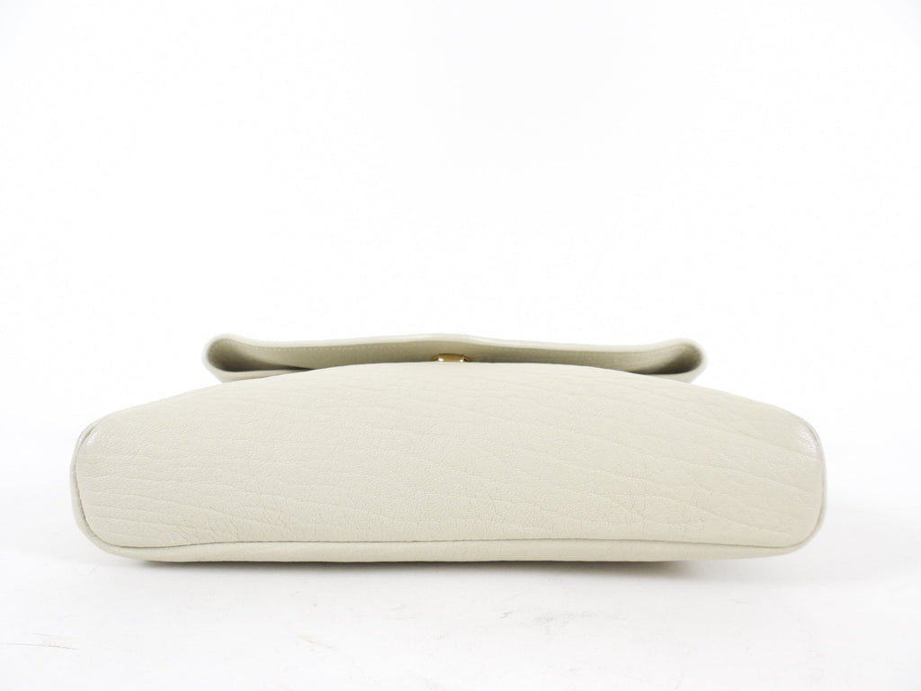 Saint Laurent Ivory Grained Leather Cassandre Chain Pouch