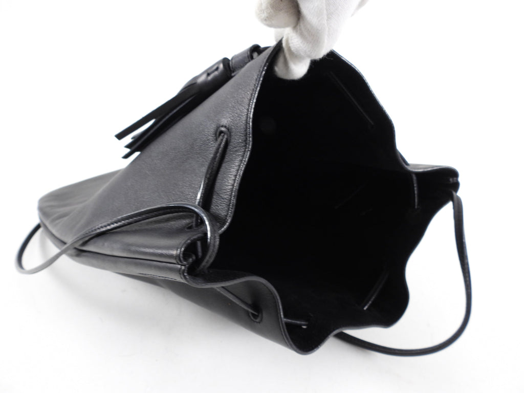 Saint Laurent Black Jen Flat Drawstring Bag