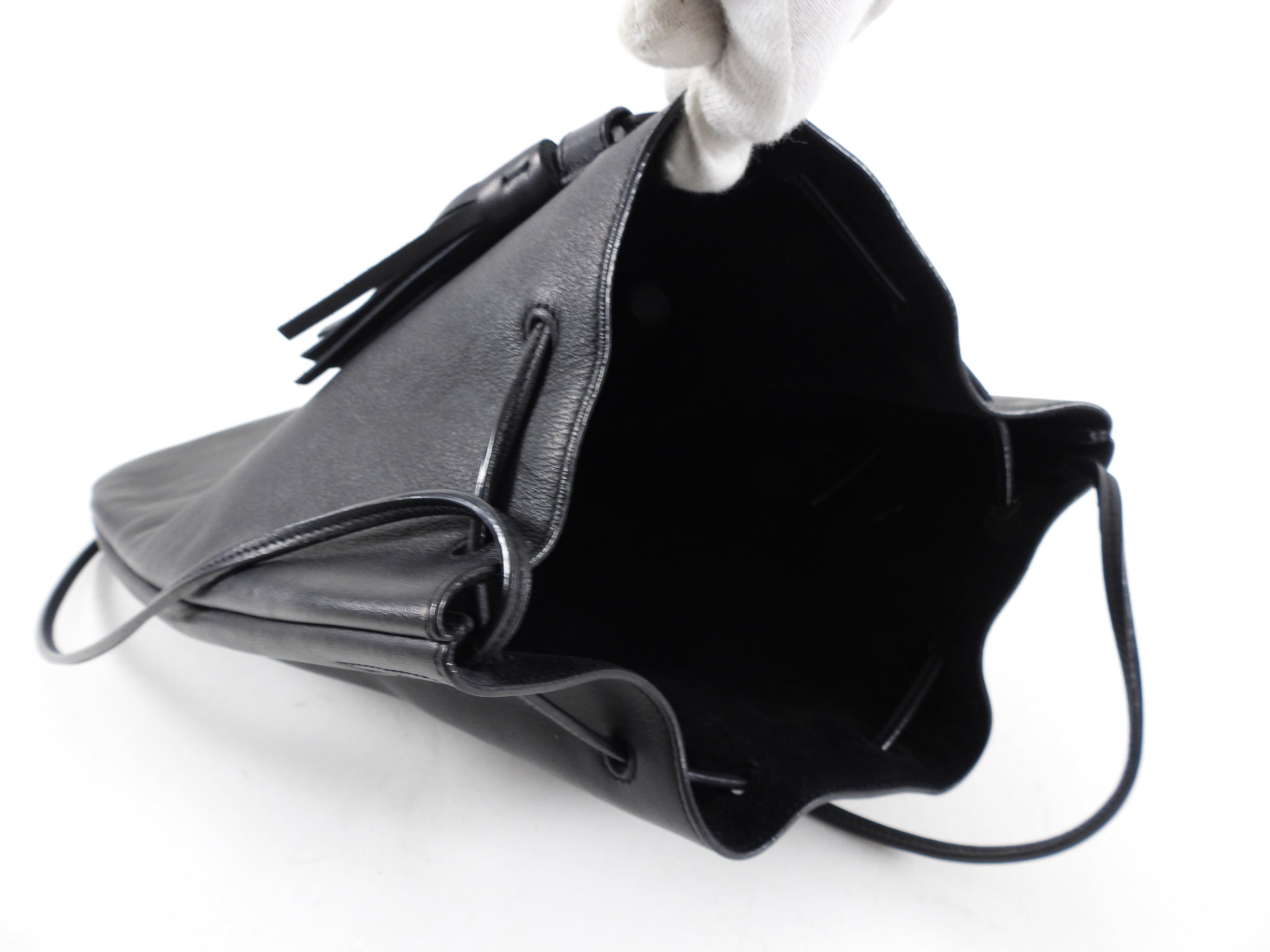 Saint Laurent Black Jen Flat Drawstring Bag