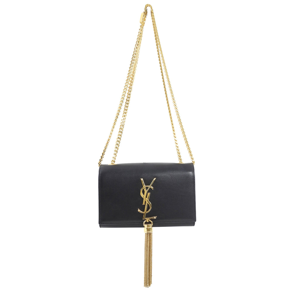 Saint Laurent Black Leather Small Kate Chain Tassel Bag