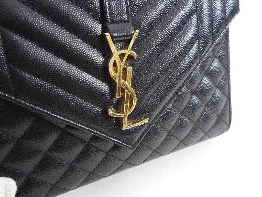 Saint Laurent Black Triquilt Small Envelope Crossbody Bag