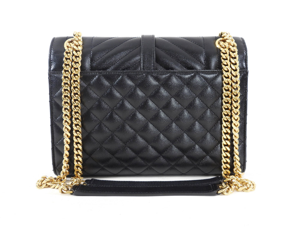Saint Laurent Black Triquilt Small Envelope Crossbody Bag