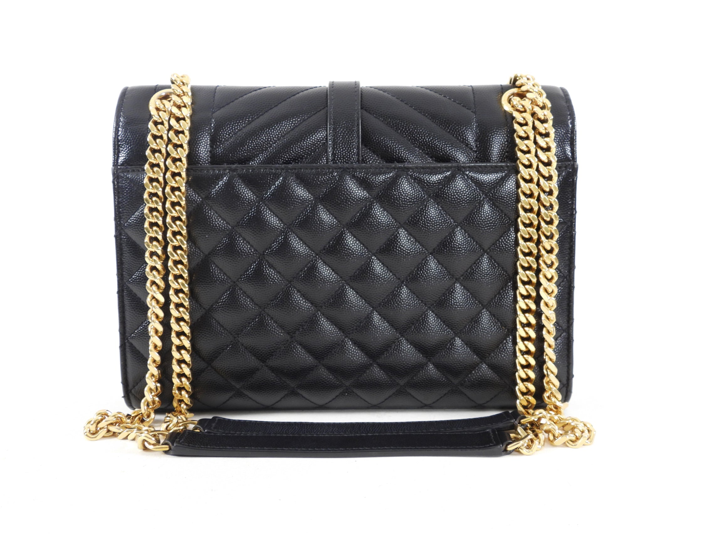 Saint Laurent Black Triquilt Small Envelope Crossbody Bag
