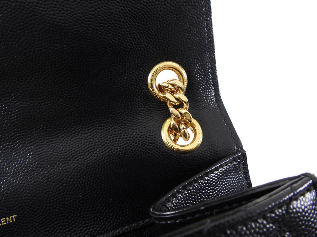 Saint Laurent Black Triquilt Small Envelope Crossbody Bag