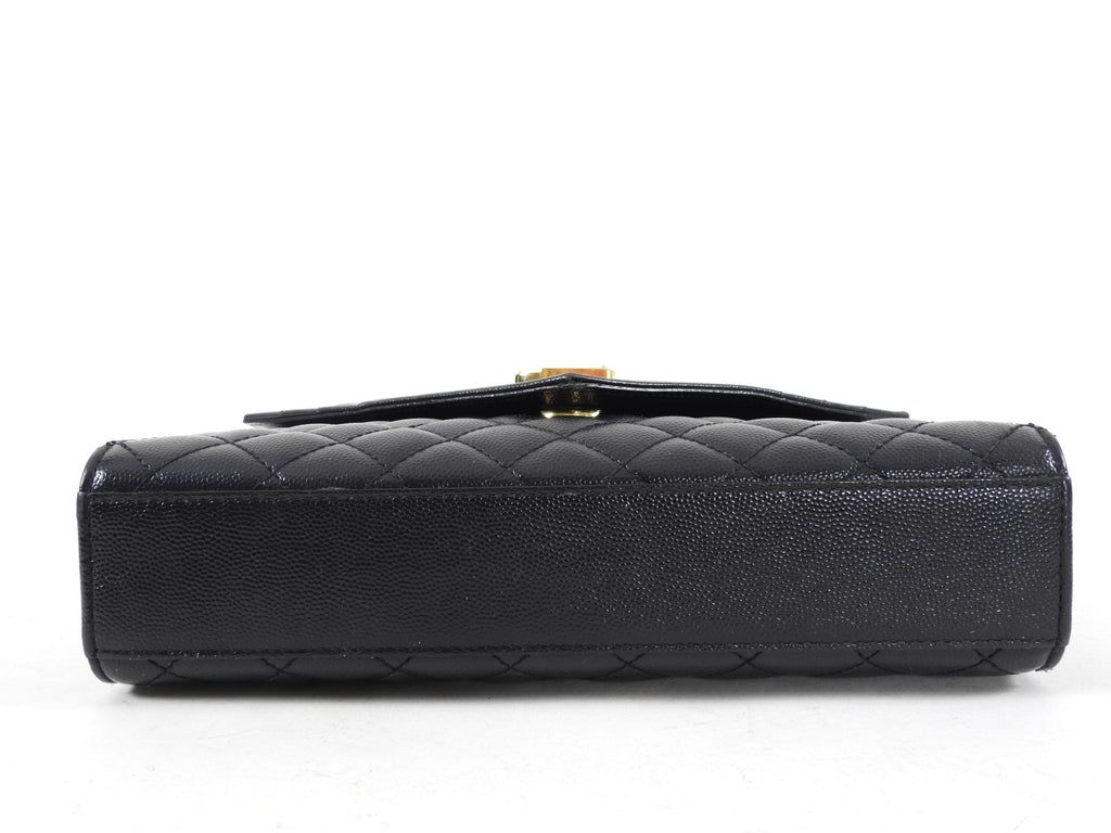Saint Laurent Black Triquilt Small Envelope Crossbody Bag