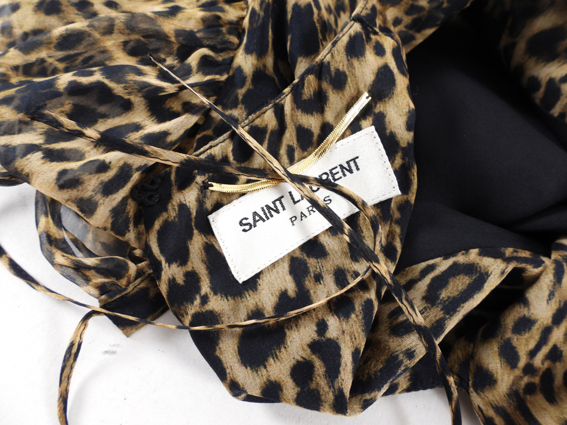 Saint Laurent Silk Chiffon Leopard Silk Shift Dress - FR36 / 2/4