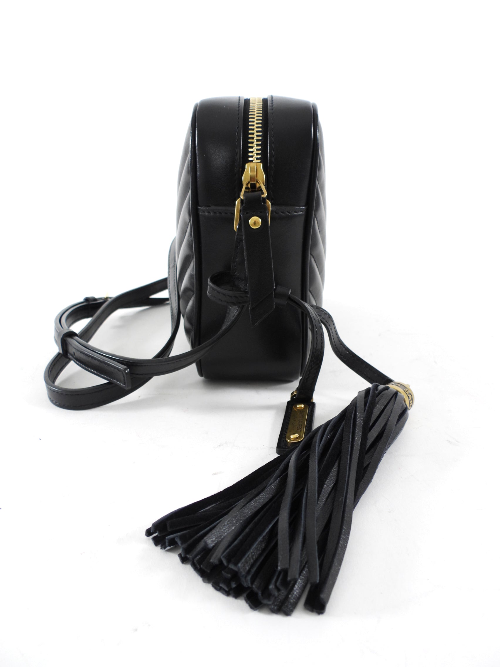 Saint Laurent Black Medium Lou Monogram Quilted Camera Bag