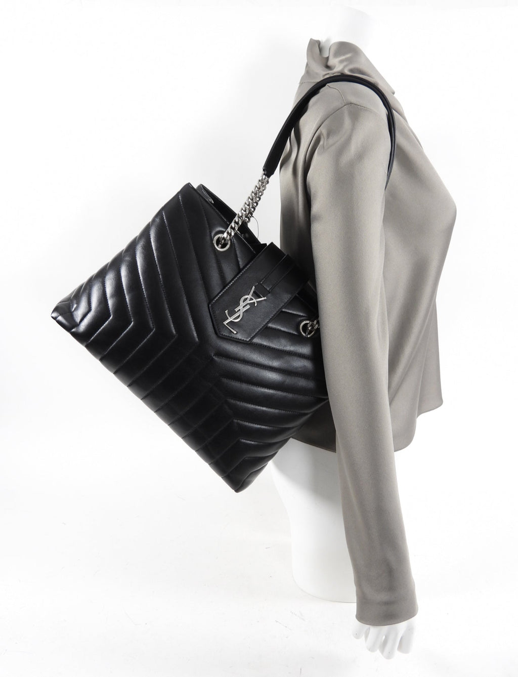 Saint Laurent Black Quilted Lou Lou Shoulder Tote Bag