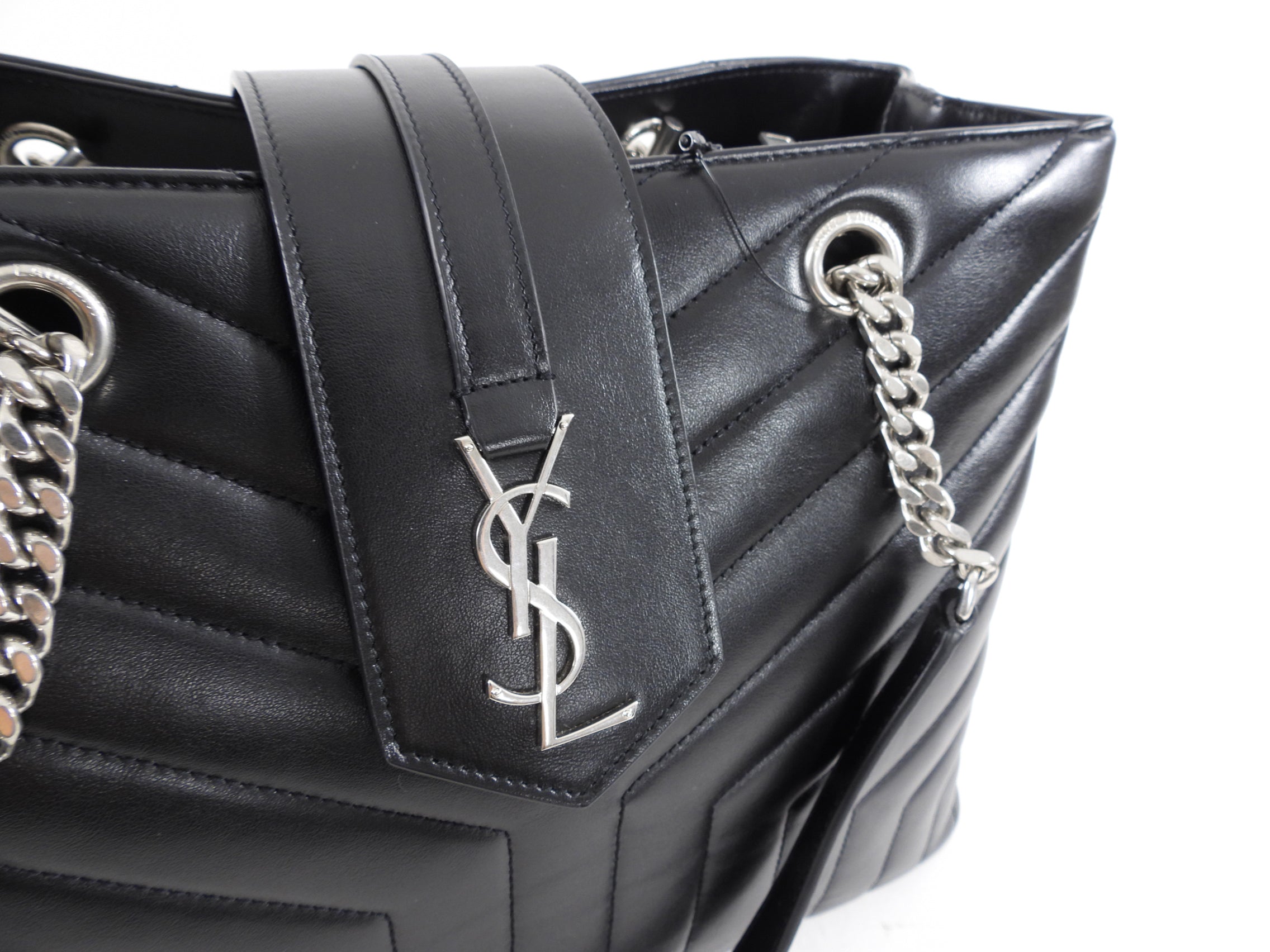 Saint Laurent Black Quilted Lou Lou Shoulder Tote Bag