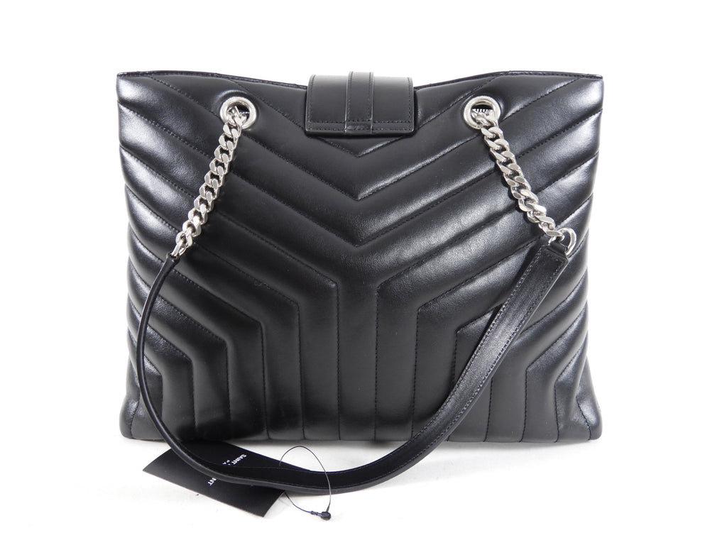 Saint Laurent Black Quilted Lou Lou Shoulder Tote Bag